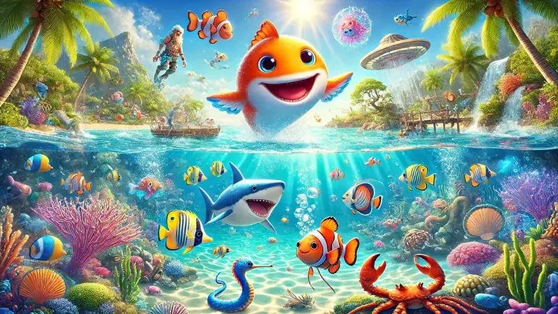 Adegan bawah laut bertema permainan tembak ikan