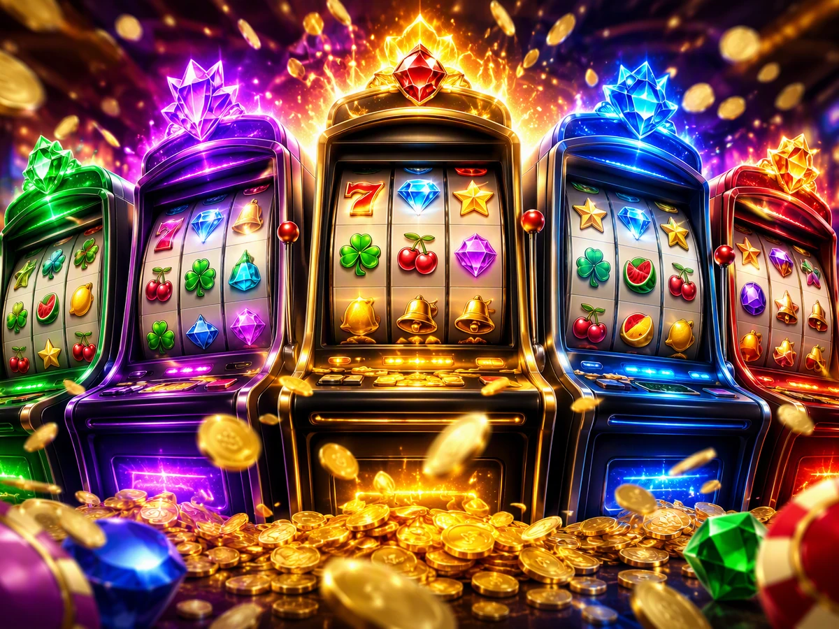 Tampilan visual permainan slot dengan nuansa warna cerah